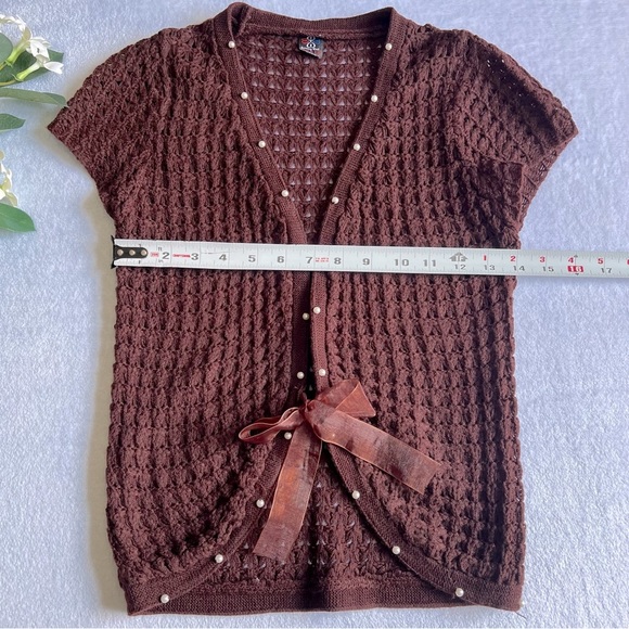 Women’s Knittings Wool Sweater Short Cap Sleeves Brown - Picture 3 of 5